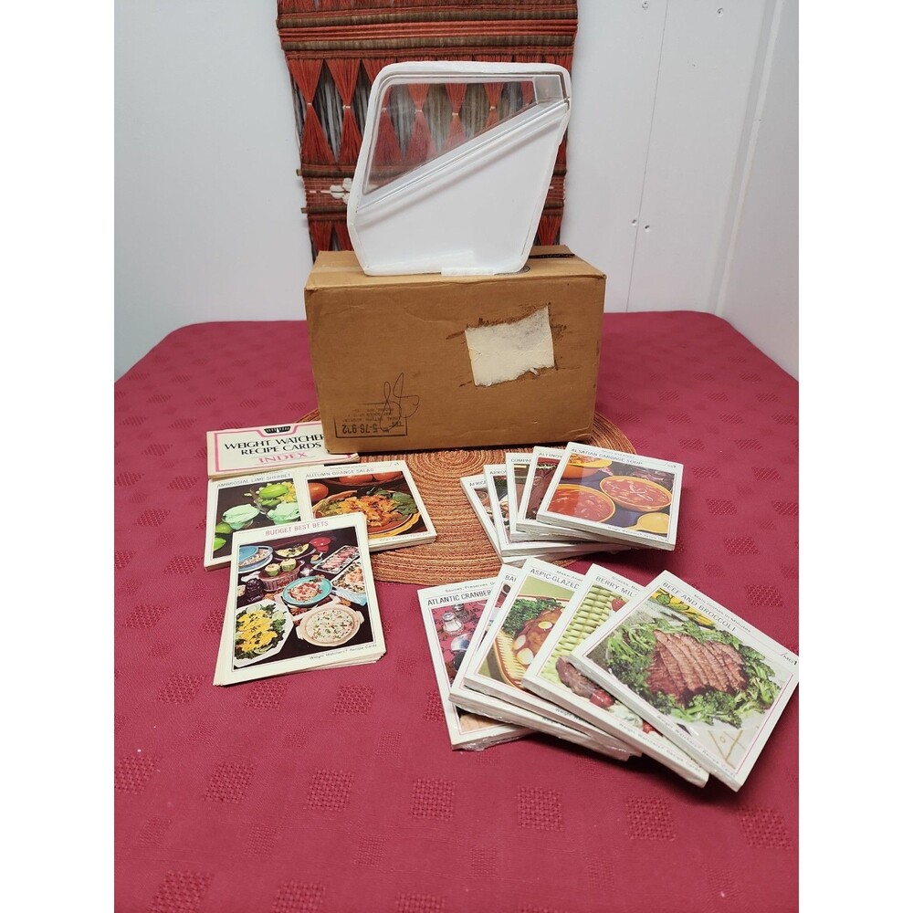 Vintage Weight Watchers Recipe Cards And Holder Complete Set New In Box 1974